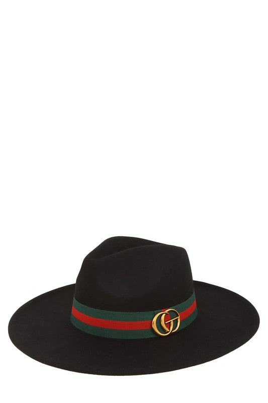 GO Charm with Stripe Band Fedora Hat