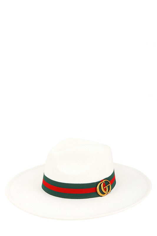 GO Charm with Stripe Band Fedora Hat